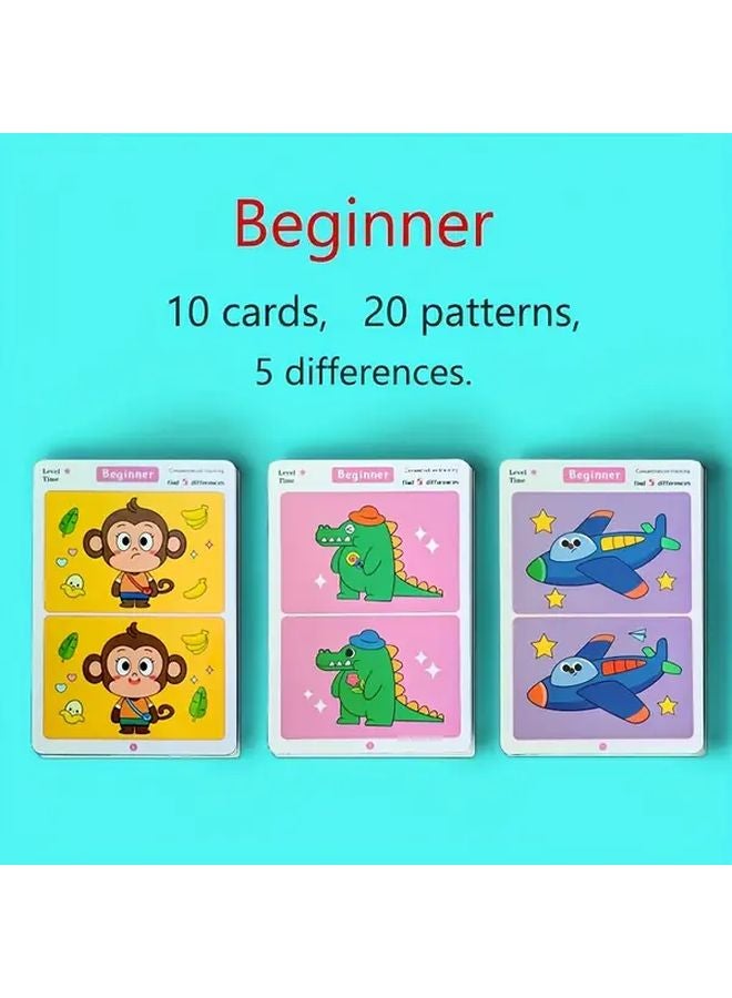لعبة تعليمية للعثور على الاختلافات للأطفال من عمر 3 سنوات فما فوق، مجموعة من 11 قطعة مع قلم - Image 1