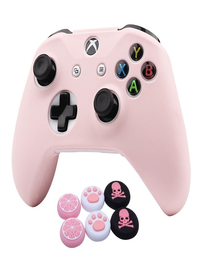 RALAN Pink Skins RALAN,Silicone Controller Cover Skin Protector Compatible for Xbox One S/X Controller (Pink Pro Thumb Grip x 2,Cat + Skull Cap &Cover Grip x 2) - Image 1