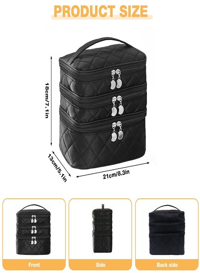 MAYCREATE® Makeup Pouch Bag, 3 Layers Travel Toiletries Makeup Organisers Bag Box with Handle, Cosmetic Tool Storage Organizer Vanity Bag for Women (Durable, Waterproof, Multi-Compartment) - Image 2