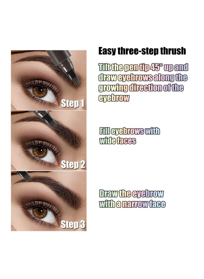 أبولي قلم حواجب سائل من Apooliy، قلم حواجب Microblading مقاوم للماء مع أداة تطبيق بطرف شوكة صغيرة، يُنشئ حواجب طبيعية المظهر بسهولة  - Image 4
