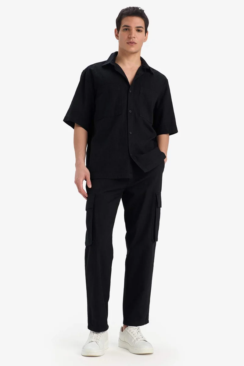 Defacto  Wide Leg With Cargo Pocket Linen Look Trousers for Men | Best Price UAE