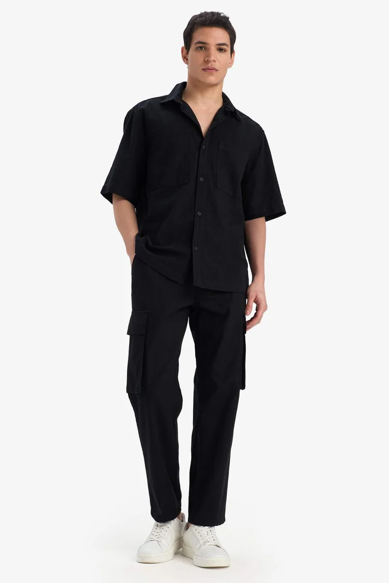 Defacto  Wide Leg With Cargo Pocket Linen Look Trousers for Men | Best Price UAE