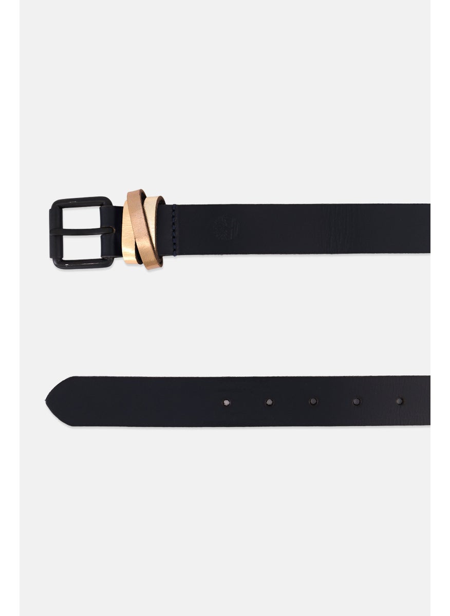 Timberland Women Solid Leather Belt, Black  - Image 2