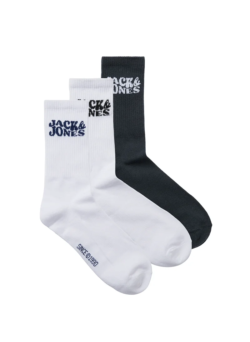 جاك اند جونز 3 Pack Printed Crew Socks