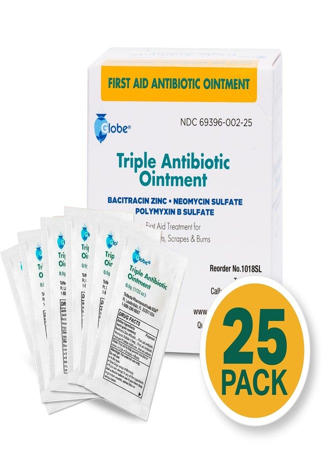 Globe (25 Pack Triple Antibiotic Ointment Single Packet, First Aid Kit for Minor Scratches, Wounds, Cuts, and Burns, Prevents Infection, Active Ingredients Compare to Leading Brand, Travel Size, 0.9g - Image 3