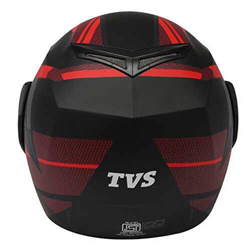 TVS Helmet Full Face Dual Color Motorbike Helmet (Black, Red-NL) - Image 4