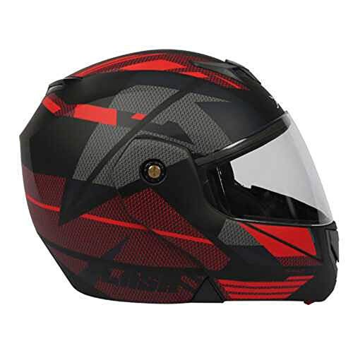TVS Helmet Full Face Dual Color Motorbike Helmet (Black, Red-NL) - Image 2