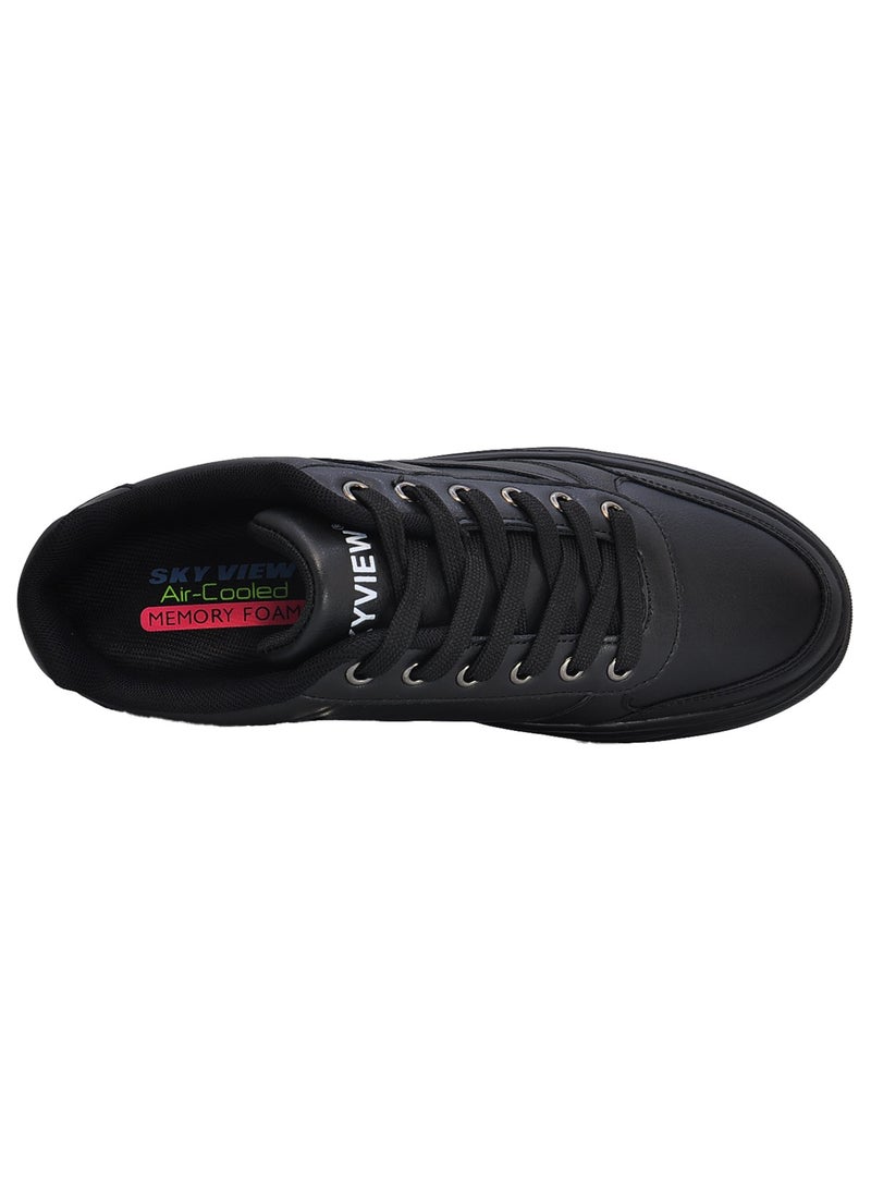 Sky View - Athlesiure Men's Classic Low Top Shoes Fashion Sneaker with Soft Insole Causal Dress Shoes for Men Comfortable Walking Skate Shoes All Black - Image 1