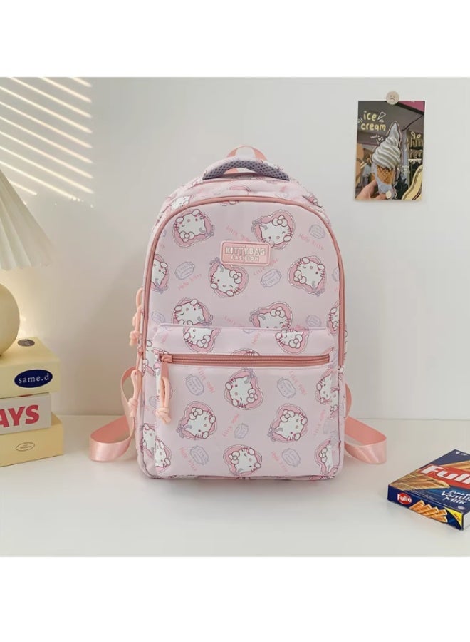 هالو كيتي حقيبة ظهر كاجوال وكمبيوتر محمول بطبعة هالو كيتي كاملة على طراز كاواي - Image 2