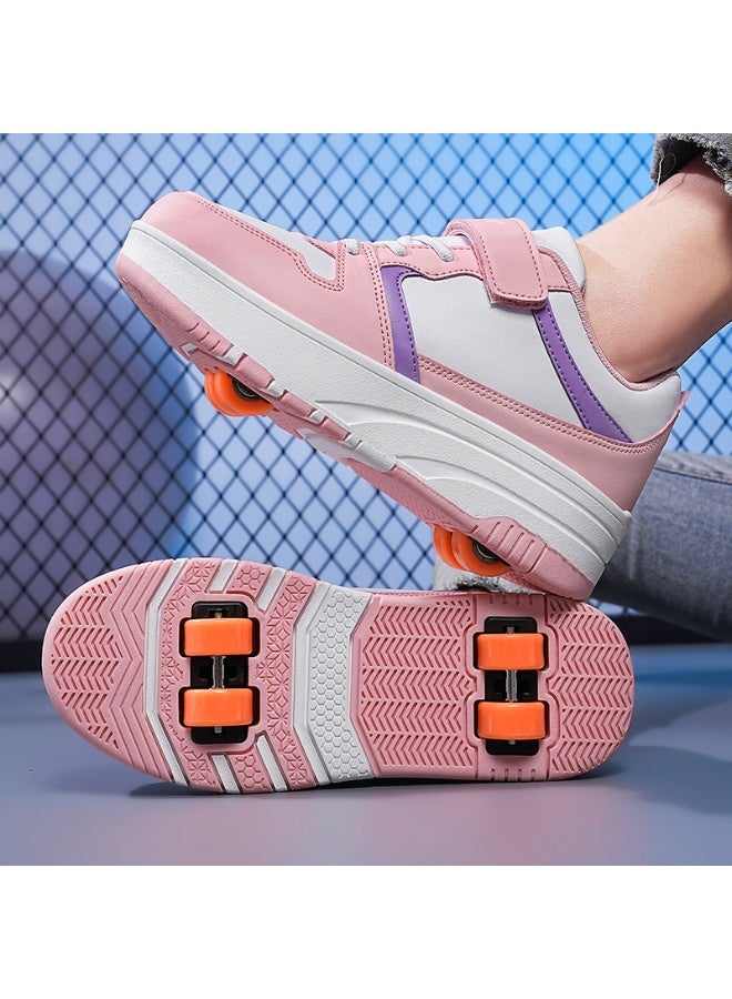 Loquat Kids Roller Skates Shoes 4 Wheels Roller Shoes Boys Girls Wheel Shoes Roller Sneakers Shoes for Beginner More Balanced - Image 1