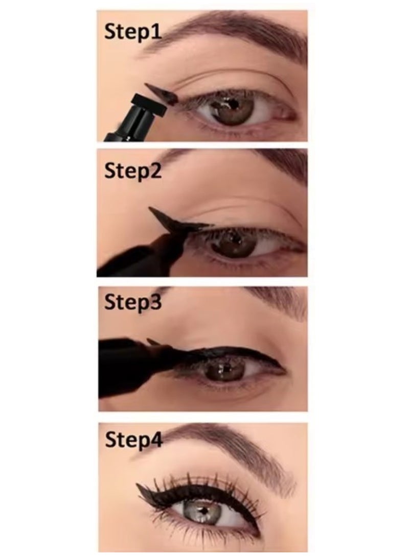 Huitich 2-in-1 Black Matte Liquid Eyeliner Stamp Black - Image 4
