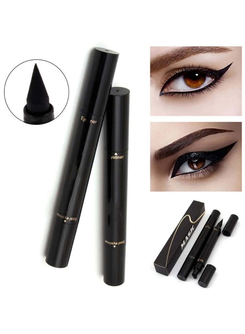 Huitich 2-in-1 Black Matte Liquid Eyeliner Stamp Black - Image 1