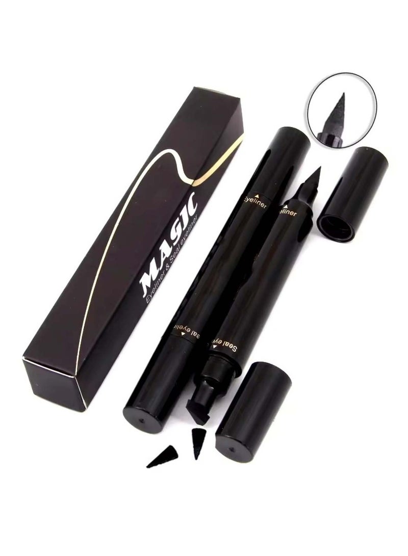 Huitich 2-in-1 Black Matte Liquid Eyeliner Stamp Black - Image 2