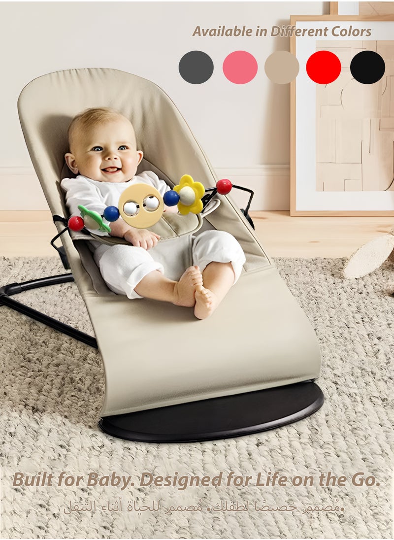 Toshionics - Adjustable Baby Bouncer Seat with Toy Bar  4-in-1 Foldable Infant Rocker for Newborns and Toddlers Portable Baby Lounger Chair for Play Rest and Sleep Lightweight Travel-Friendly Safety Belt Included - Image 1