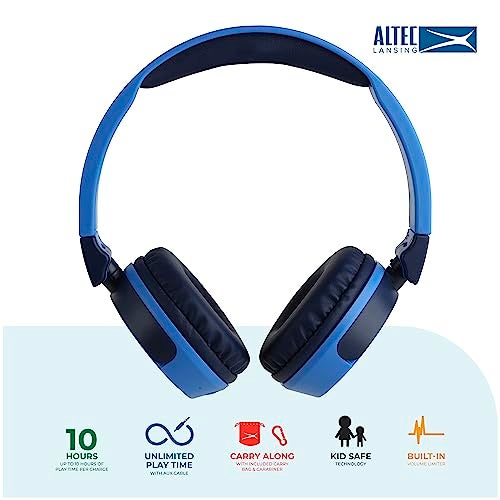Altec Lansing Kid Safe 2in1 Wireless Bluetooth Headphones Crystal Clear Sound Safe Volume Limiting Foldable Design Enjoy Audio and Protect Your Childs Hearing Knight Blue - Image 3
