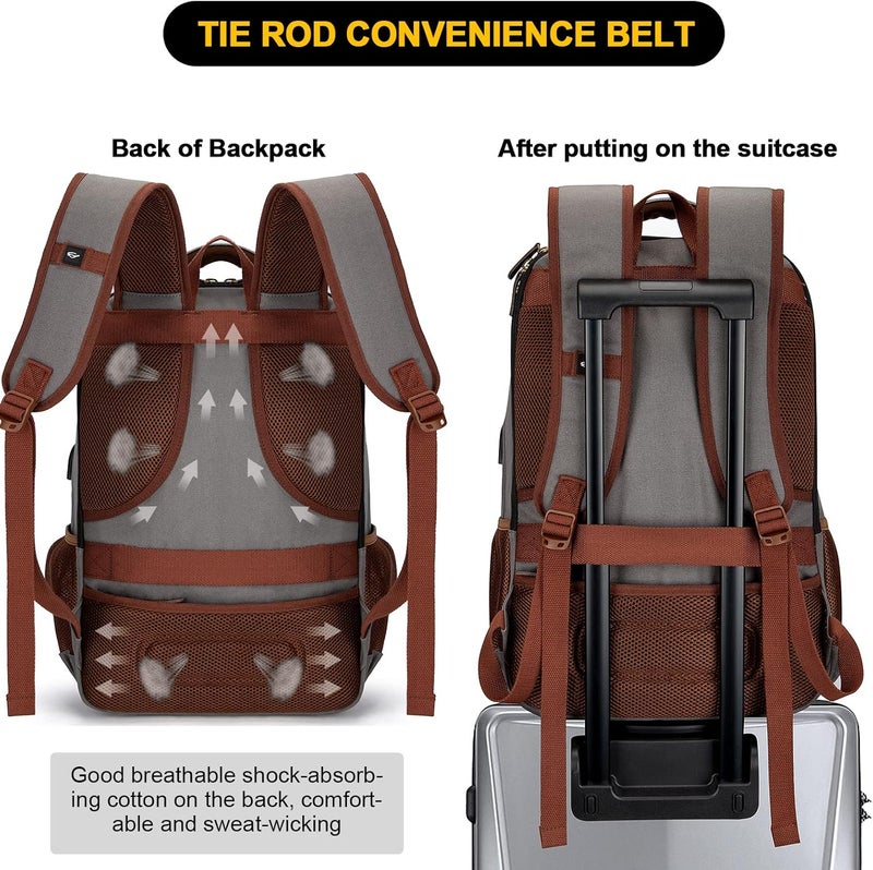 Tzowla Canvas Laptop Travel Backpack, Bag for Men Women, School Rucksack Fits 15.6-17.3"Laptop/Computer, Carry on Bookbag with USB Charging Port - Image 5