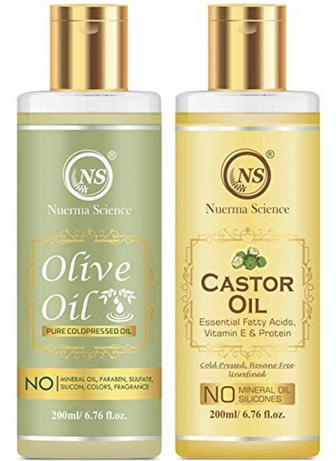 Olive Oil And Castor Oil For Skin And Hair (Pack Of 2 200 Ml Each)