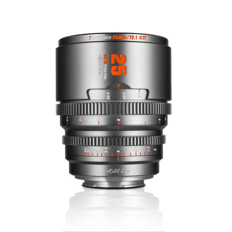 7artisans 25mm T2.1 Hope Series Professional Cine Lens S35 Frame Mirrorless Cameras Lens Compatible for Macro 4/3 Mount,MFT Mount/LUMIX GH5LL/LUMIX GH5S/Z CAM/LUMIX GH6/BMPCC4K/DC-BGH1(Titanium Gray) - Image 1