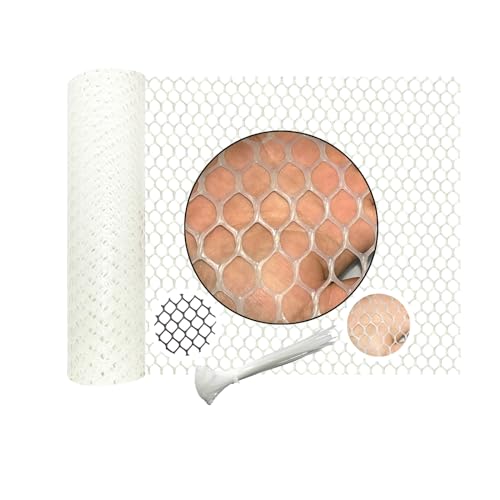 IRWORHDR White Plastic Wire Mesh Fence Plastic Chicken Wire Fence Mesh 157IN x656FT Best for Poultry CatDogs Rabbit Snake Gardening Plastic Chicken Wire Meshwith 50 Pcs Fixed Straps - Image 1