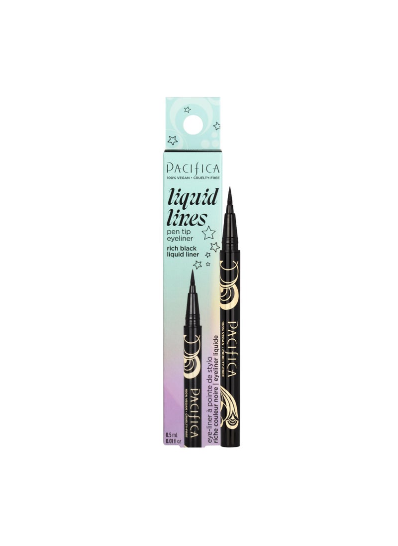 Pacifica Pacifica Black Liquid Eyeliner Pen - Liquid Line - Felt tip, Smudge Proof Eyeliner - Water Resistant Gel Makeup Eye Liner - Matte Fine Tip Clean Beauty Vegan & Cruelty-Free Dermatologist Tested 