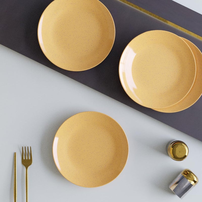 The Earth Store Handcrafted Mustard Marble 4 Piece -10 Inch Ceramic Dinner Plates Microwave & Dishwasher Safe Ceramic Plates for Dinner | Full Plates Set of 4 | Dinner Full Plates - Image 5