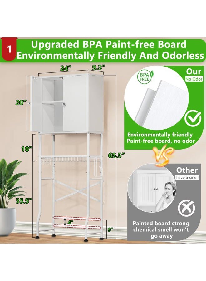Mlinavn Over The Toilet Storage Cabinet - 2-Door Bathroom Organizer, Freestanding Space-Saver Shelf with Privacy Protection, Water-Resistant Over Toilet Cabinet for Small Bathrooms (White) - Image 2