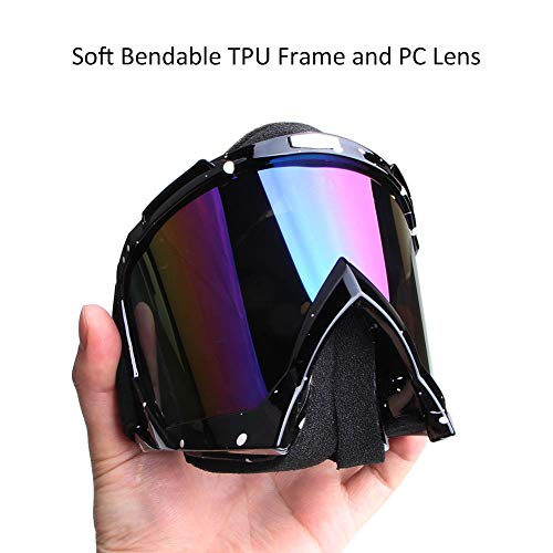 YOHOG Dirt Bike & Motocross Goggles - Anti UV, Dustproof & Fog Resistant, Bendable, Color Lens (Black) - Image 3