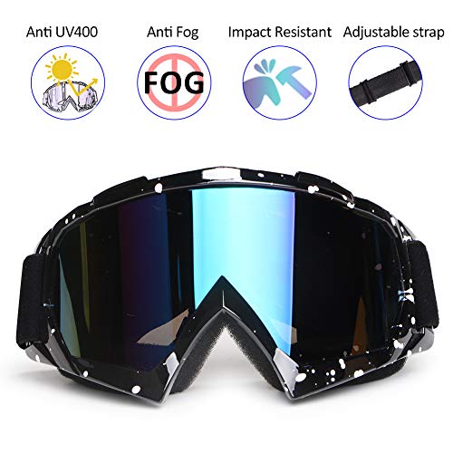 YOHOG Dirt Bike & Motocross Goggles - Anti UV, Dustproof & Fog Resistant, Bendable, Color Lens (Black) - Image 2