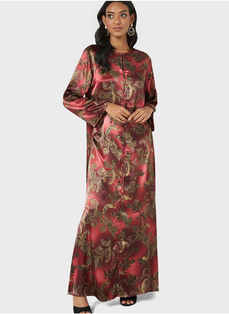 Coco Desert - Printed Abaya Dress - Image 1