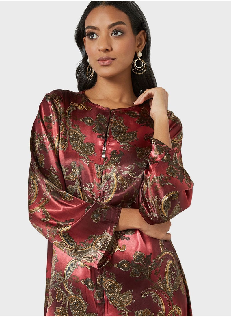 Coco Desert - Printed Abaya Dress - Image 1