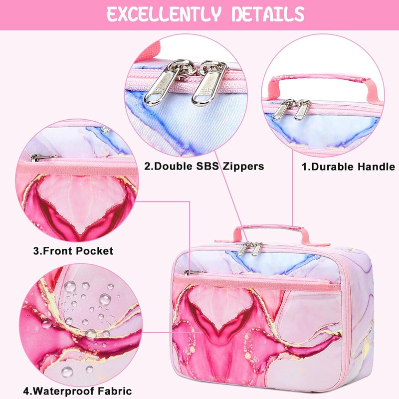 LOIDOU Kids Lunch Box for Girls, Cute Small Insulated Lunch Bag Tote Holds Lunch Box/Water Bottle/Snacks, Lightweight Water Resistant Toddler Lunch Bag for Daycare/School, Pink - Image 4