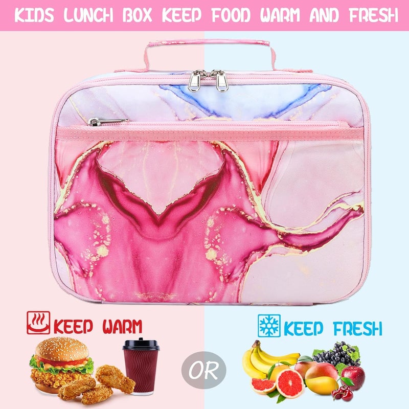 LOIDOU Kids Lunch Box for Girls, Cute Small Insulated Lunch Bag Tote Holds Lunch Box/Water Bottle/Snacks, Lightweight Water Resistant Toddler Lunch Bag for Daycare/School, Pink - Image 3