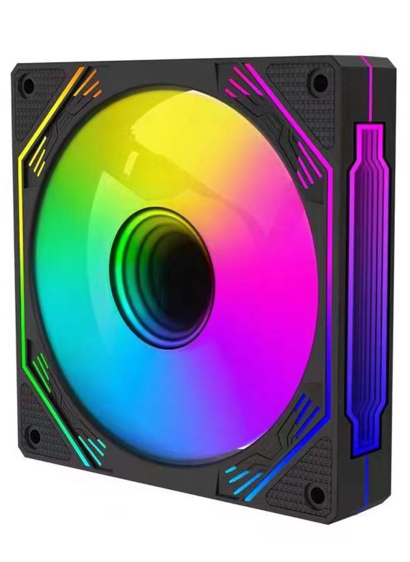 SHARX SHARX INFINITY(IX-120B), Pack of 3 ARGB Case Fans, Black, 120mm , Low Noise Anti Vibration Pads, 3 Sides Infinity Mirror, 4pin/3pin PWM Motherboard Light Sync, With Remote Controller, For Computer Case and Liquid Cooler  - Image 3
