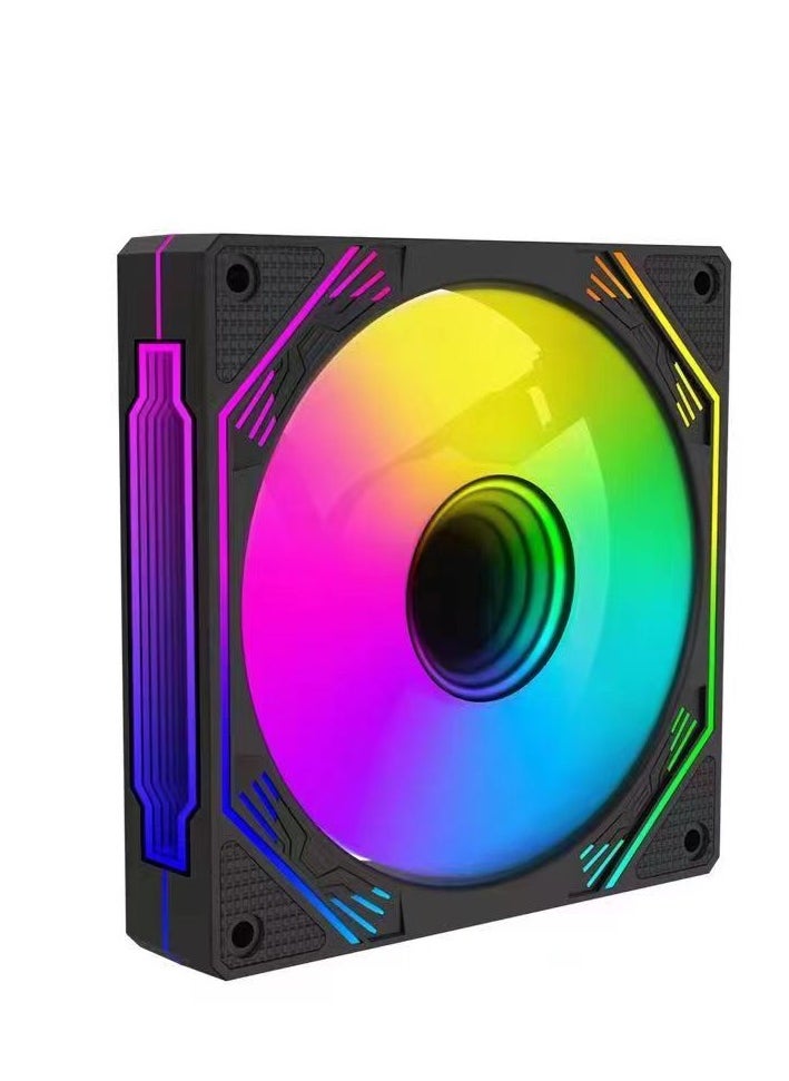 SHARX SHARX INFINITY(IX-120B), Pack of 3 ARGB Case Fans, Black, 120mm , Low Noise Anti Vibration Pads, 3 Sides Infinity Mirror, 4pin/3pin PWM Motherboard Light Sync, With Remote Controller, For Computer Case and Liquid Cooler  - Image 4