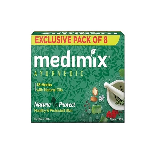 Medimix ميديميكس أيورفيدا كلاسيك 18 عشب صابون، 125 جرام (عبوة من 8) - Image 1