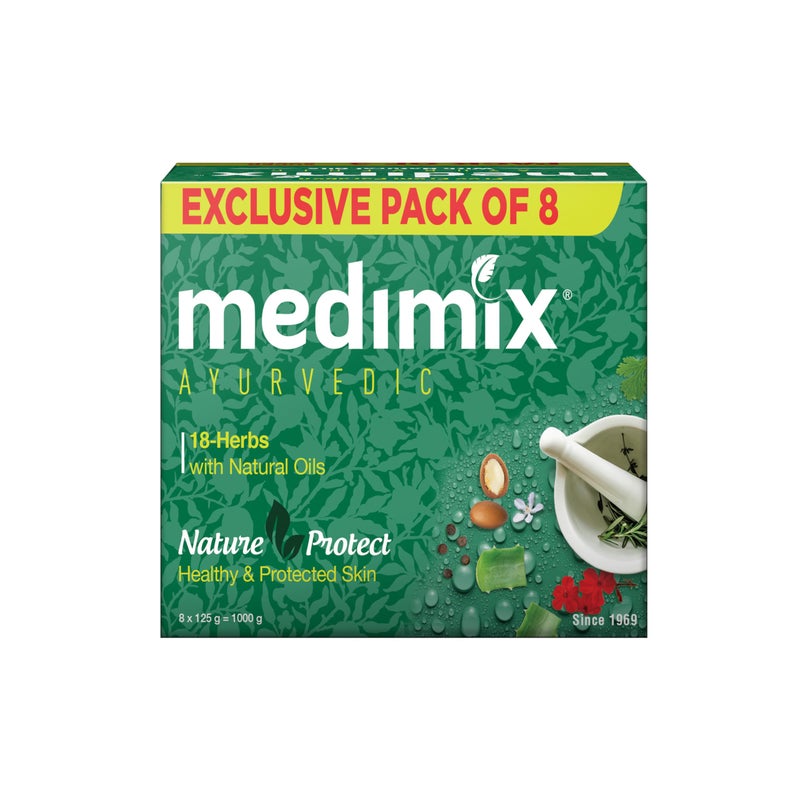 Medimix ميديميكس أيورفيدا كلاسيك 18 عشب صابون، 125 جرام (عبوة من 8) - Image 2