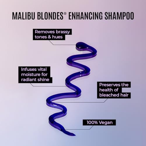 Malibu C Blondes Enhancing Shampoo & Conditioner Duo (33.8 oz) - Revitalizing Purple Shampoo & Conditioner for Hair Health + Brilliancy - Blondes Hair Care - Image 3