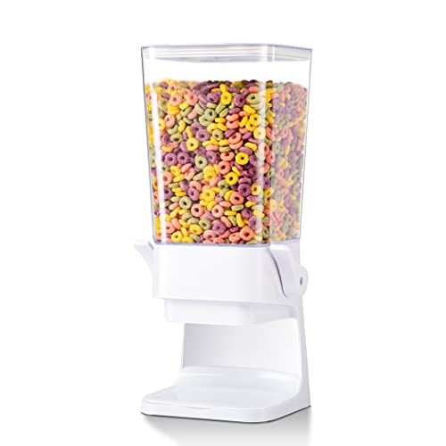 Zeadesign Cereal Dispenser Countertop with lids, 5L Organization and Storage Containers for Kitchen and pantry, Plastic Containers for food, Cereal, Rice, Beans, Grains, Nuts, Oatmeal, Pet food, White, 1Pc - Image 1