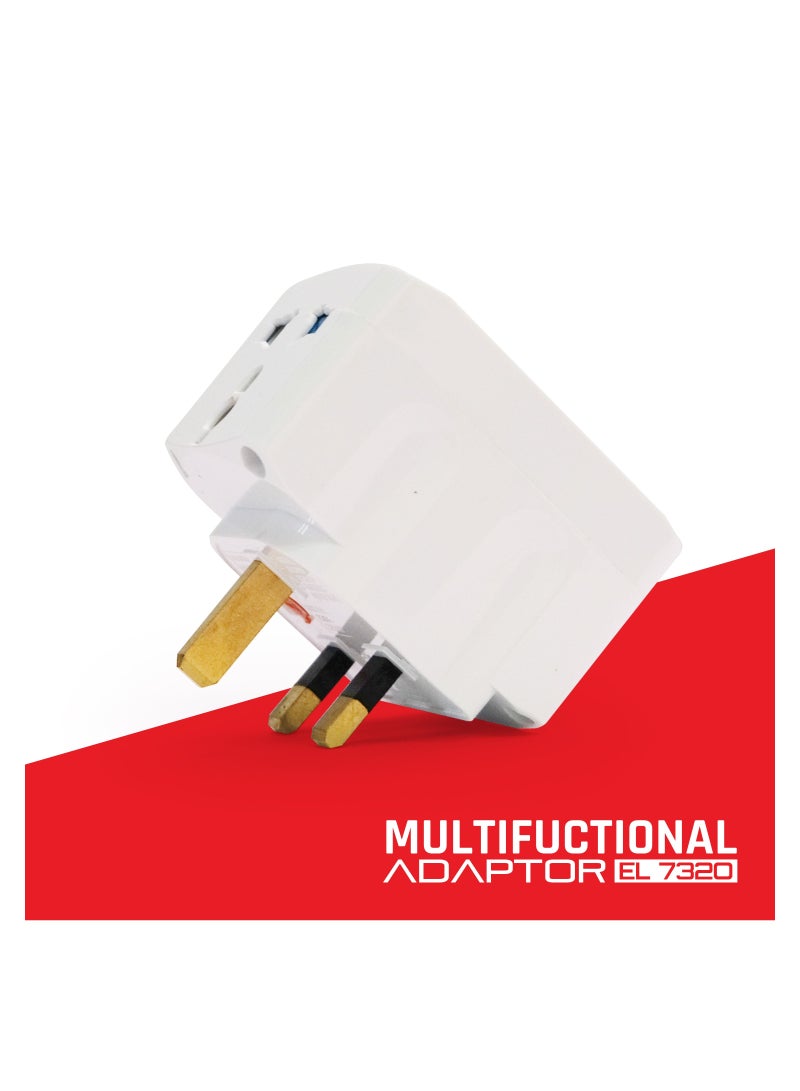 elexon Multifunctional Adaptor, International Power Adapter, Multi Adapter Worldwide, AC Outlet Power Plug Adapters for USA, Europe, UK & Asia - 150+ Countries (EL 7300) - Image 3