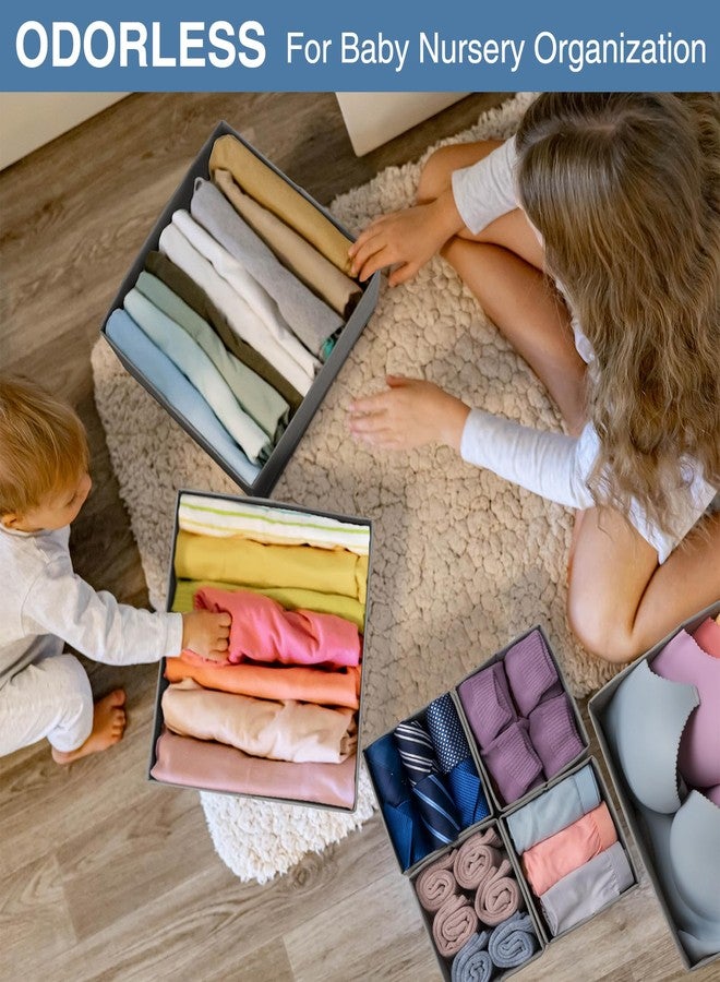 Criusia Drawer Organizer Clothes 24 Pack, Fabric Closet Organizers and Storage Bins for Underwear Sock, Odorless Dresser Drawer Dividers for Baby Nursery Organization (Grey) - Image 3