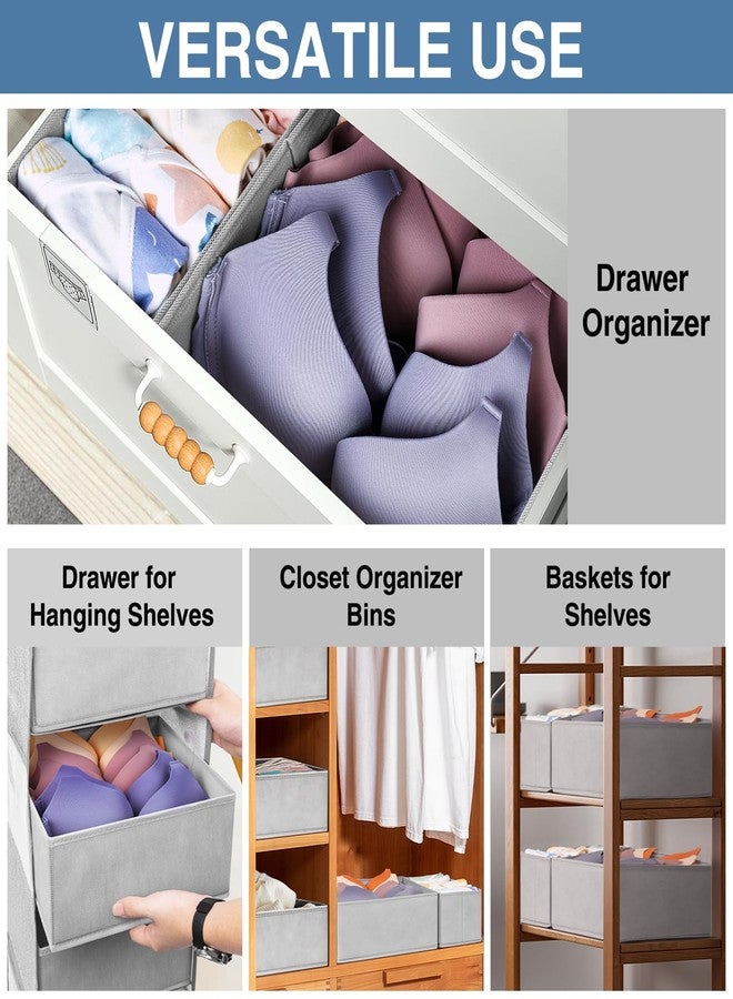 Criusia Drawer Organizer Clothes 24 Pack, Fabric Closet Organizers and Storage Bins for Underwear Sock, Odorless Dresser Drawer Dividers for Baby Nursery Organization (Grey) - Image 4