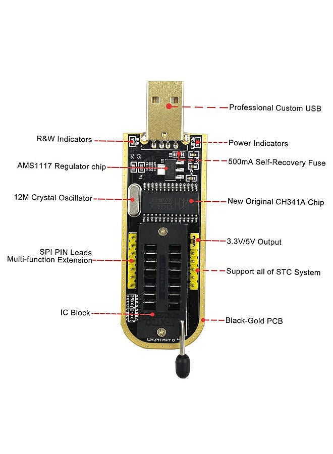 CH341A USB Programmer EEPROM BIOS Flasher Programmable Logic Circuits with SOP8 Flash Clip Suitable for 24/25 Series Chip