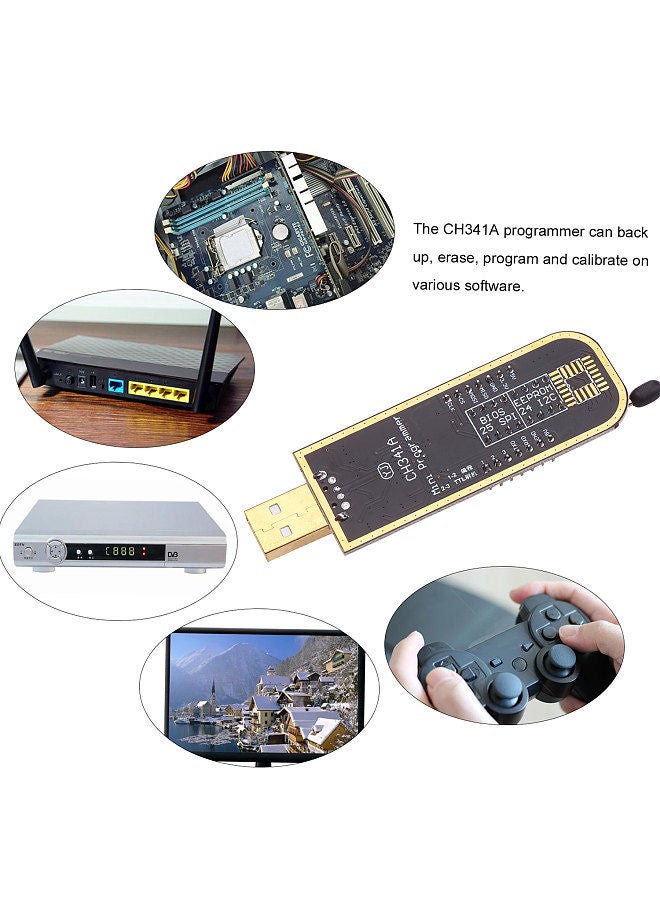 CH341A USB Programmer EEPROM BIOS Flasher Programmable Logic Circuits with SOP8 Flash Clip Suitable for 24/25 Series Chip