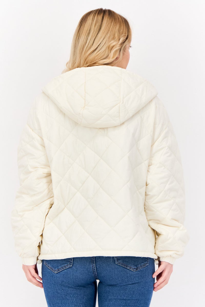 Bearpaw Women Quilted Puffer Jacket, Ivory - Image 3