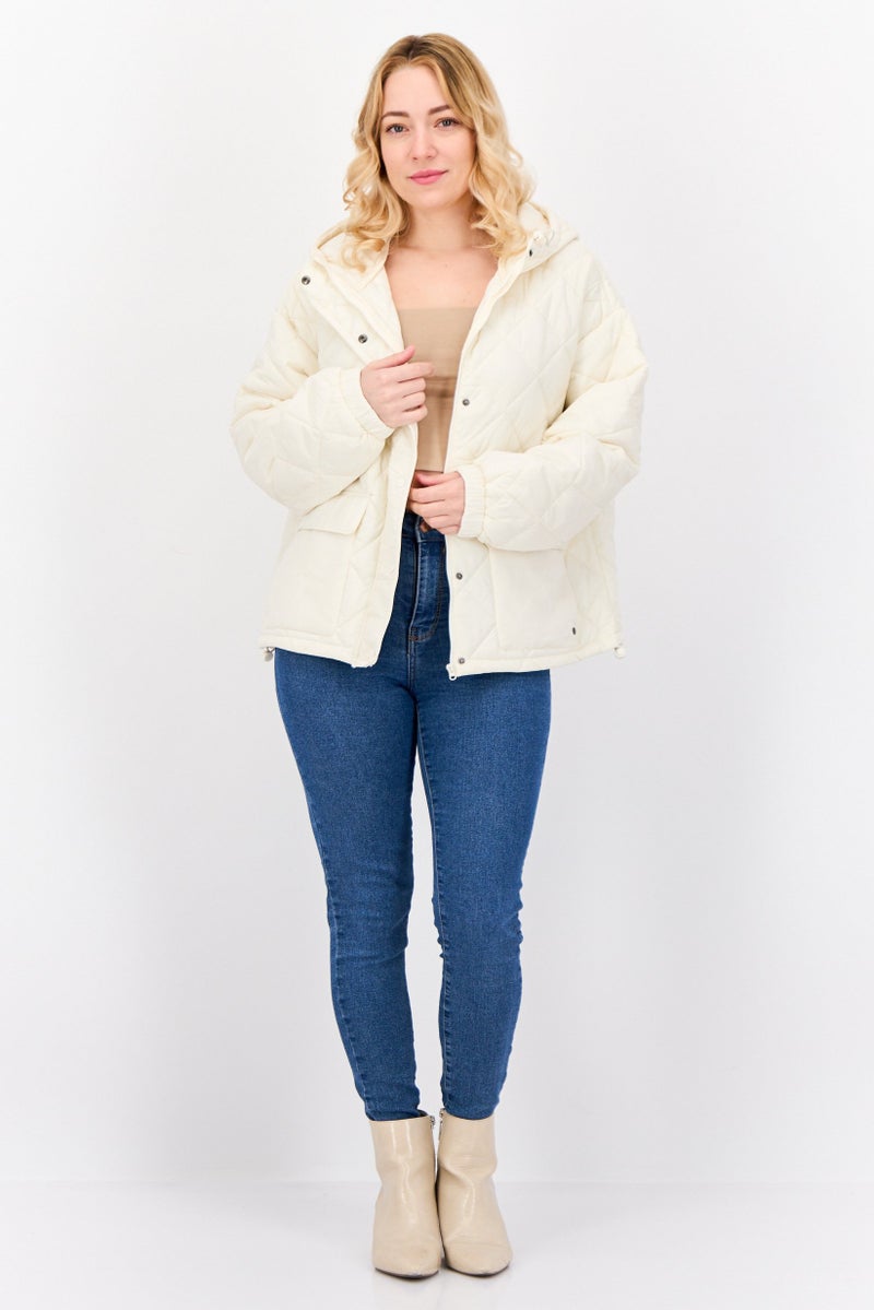Bearpaw Women Quilted Puffer Jacket, Ivory - Image 4