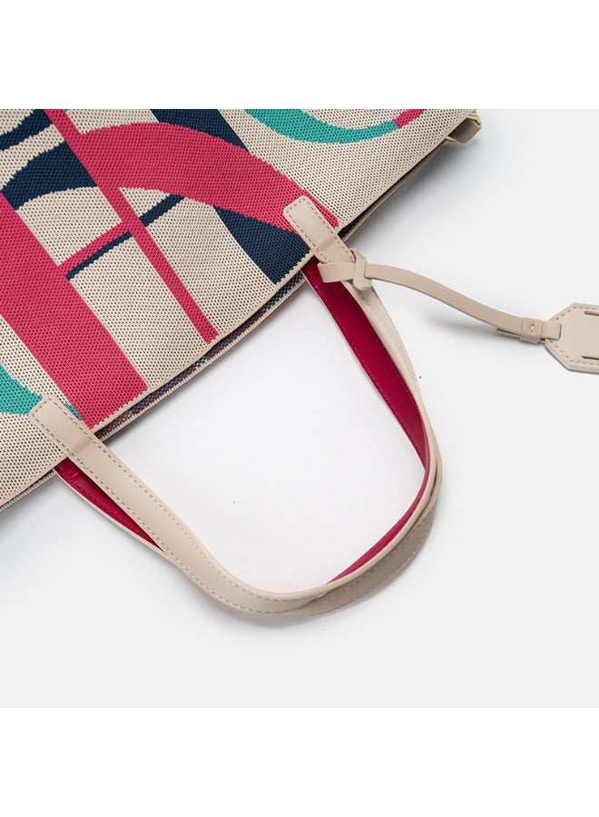 سي اتش سي اتش CHCH النساء أنيقة -Pattern Tote حقيبة مع الأجهزة الذهبية النغمة - منظمة جولة مقبض الأعلى وتصميم مفتوح الأعلى، حقيبة اليد غير المنسوجة المتينة في الفضاء، والأحمر - متعددة الاستخدامات للعمل والسفر والاستخدام اليومي - نقطة نظيفة فقط، لا إغلاق - Image 5