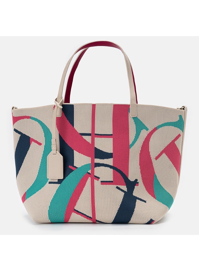 سي اتش سي اتش CHCH النساء أنيقة -Pattern Tote حقيبة مع الأجهزة الذهبية النغمة - منظمة جولة مقبض الأعلى وتصميم مفتوح الأعلى، حقيبة اليد غير المنسوجة المتينة في الفضاء، والأحمر - متعددة الاستخدامات للعمل والسفر والاستخدام اليومي - نقطة نظيفة فقط، لا إغلاق - Image 2