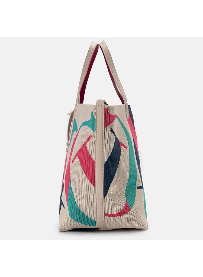 سي اتش سي اتش CHCH النساء أنيقة -Pattern Tote حقيبة مع الأجهزة الذهبية النغمة - منظمة جولة مقبض الأعلى وتصميم مفتوح الأعلى، حقيبة اليد غير المنسوجة المتينة في الفضاء، والأحمر - متعددة الاستخدامات للعمل والسفر والاستخدام اليومي - نقطة نظيفة فقط، لا إغلاق - Image 3