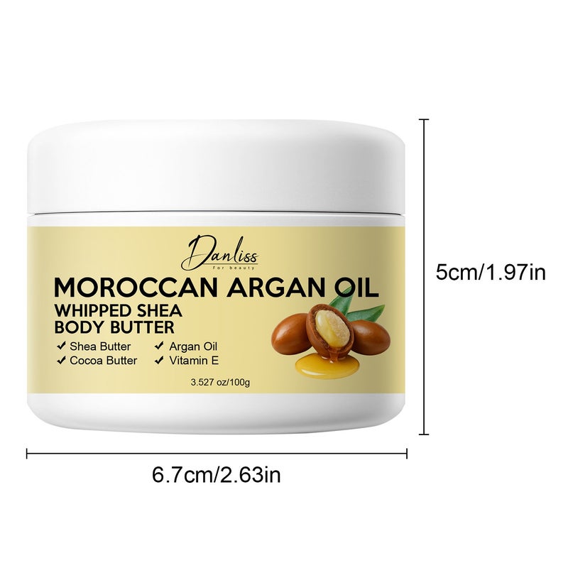 Danliss Moroccan Argan Oil Whipped Shea Butter Body Butter 100g Cocoa Butter Vitamin E Moisturizing - Image 5