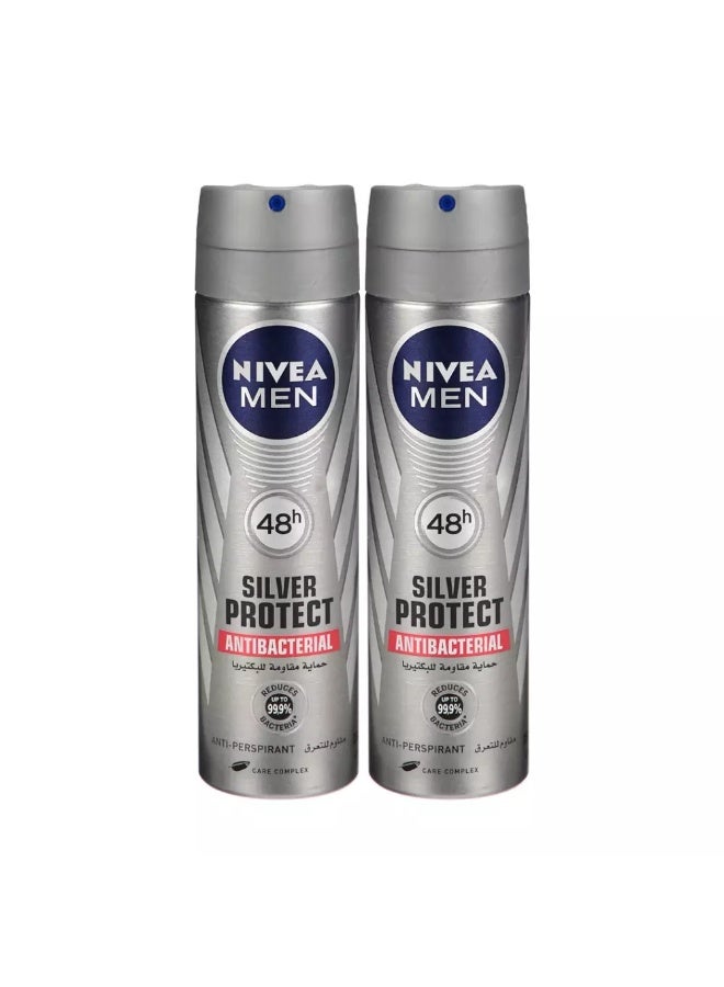 Nivea Men Silver Protect Deo Spray Anti-Perspirant For Men- 2X150ml